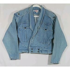 VTG Recital Aviator Blue Jean Jacket Medium Snap Waist